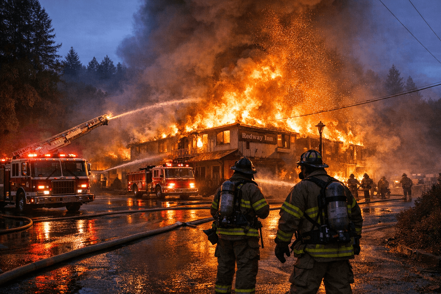 Fully Involved Commercial Fire in Redway Prompts Early Morning Response