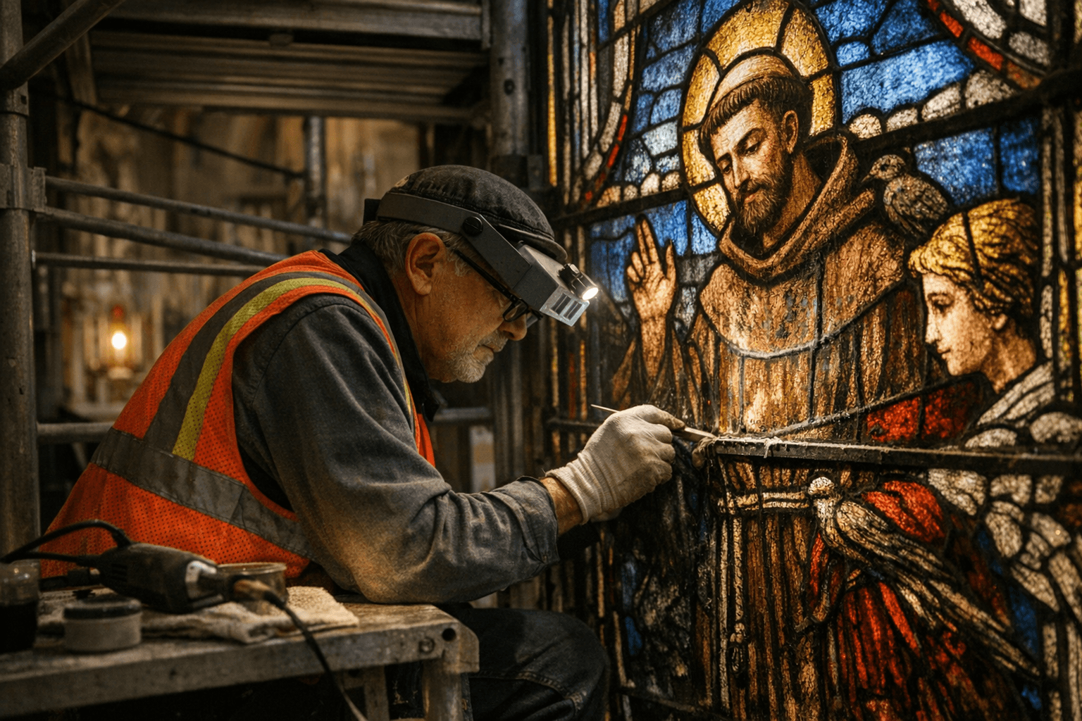 Century Old Stained Glass at St. Francis Undergoes Restoration