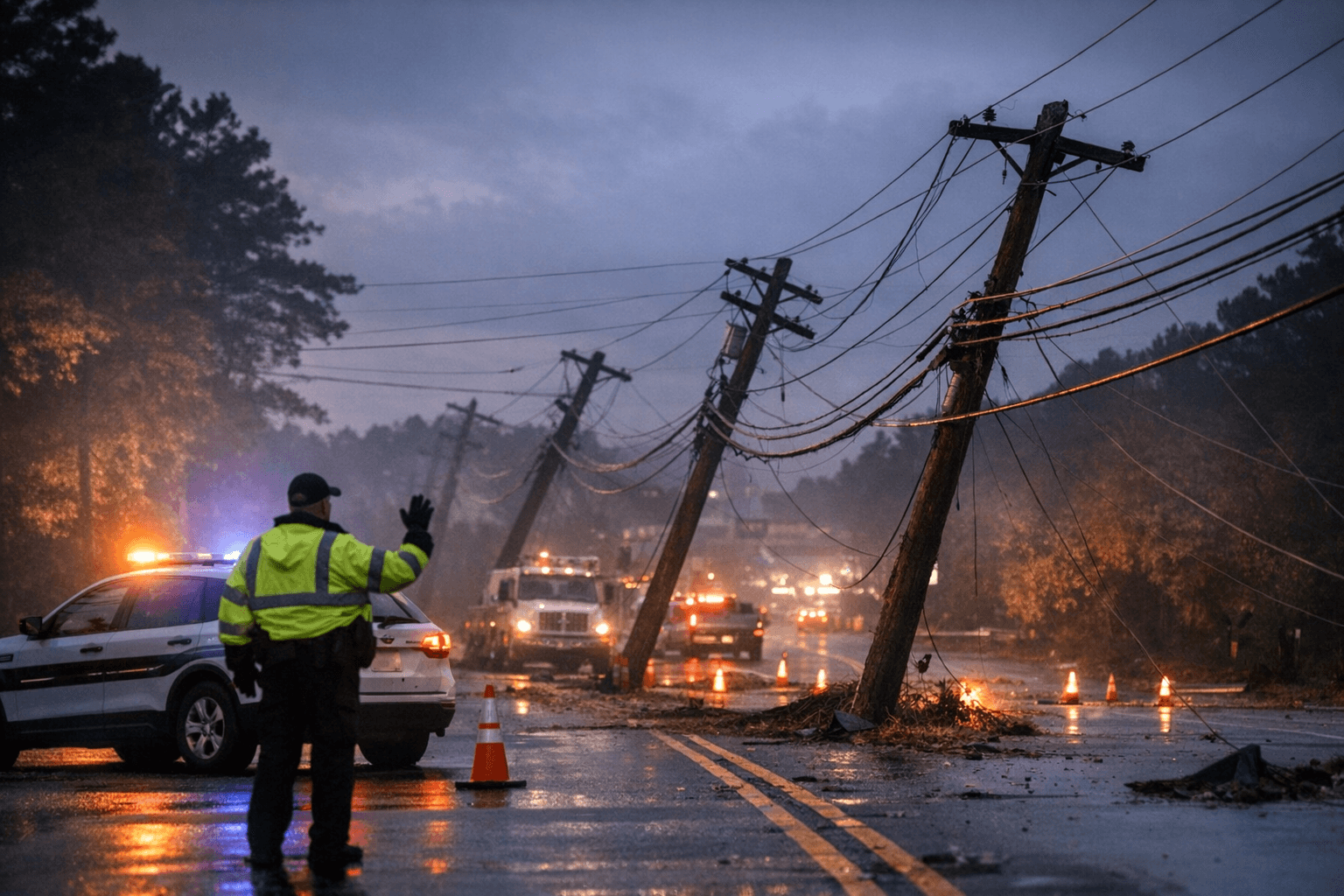 Strong Winds Close Capital Boulevard, Power Briefly Disrupted in Wake Forest