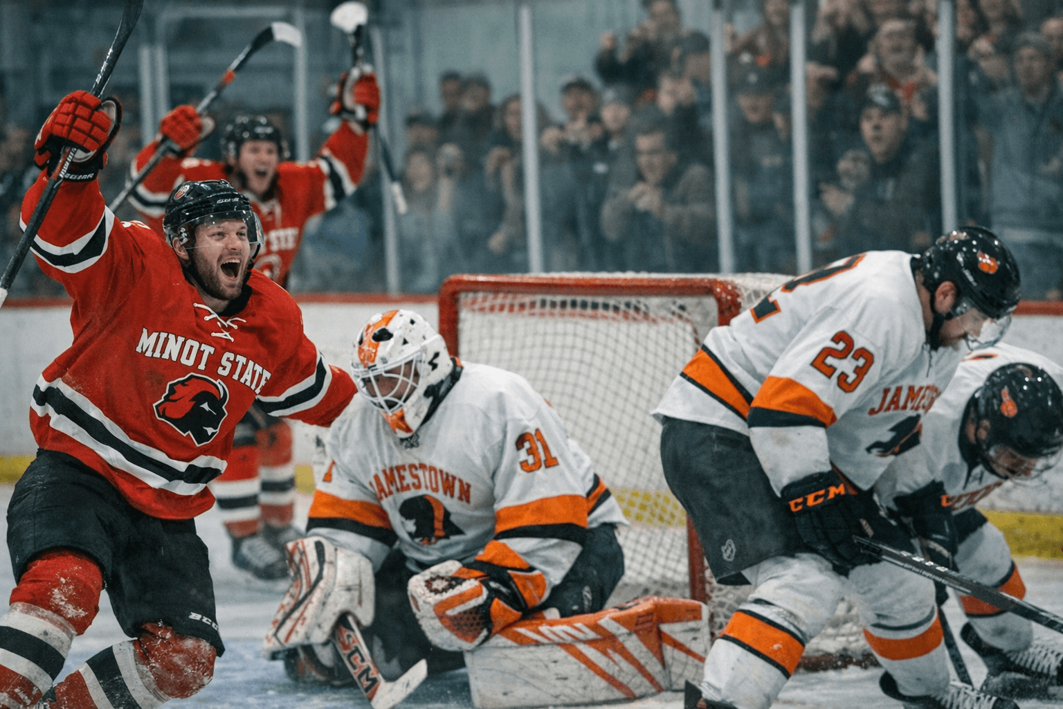 Minot State Surge, Jamestown Falls in High Scoring Clash