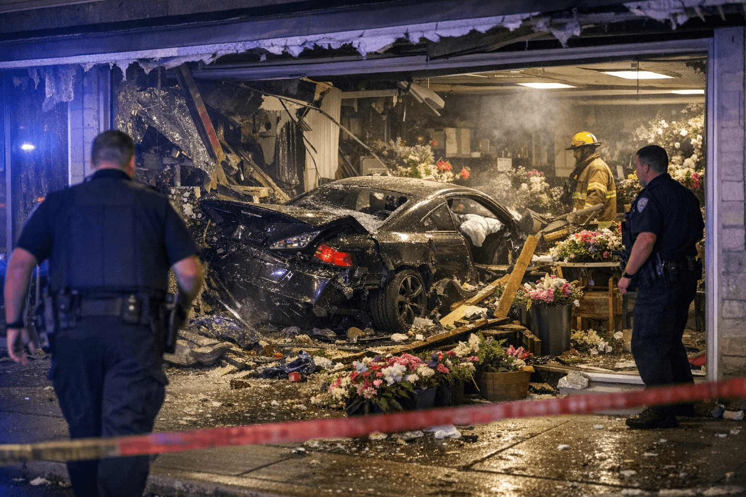 Sterling Street Racing Crash Sends Car Through Local Floral Shop