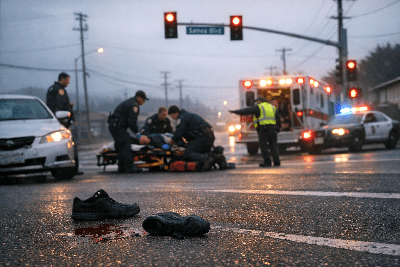 Pedestrian Struck on Samoa Boulevard in Arcata, Hospitalized on Mental Health Hold