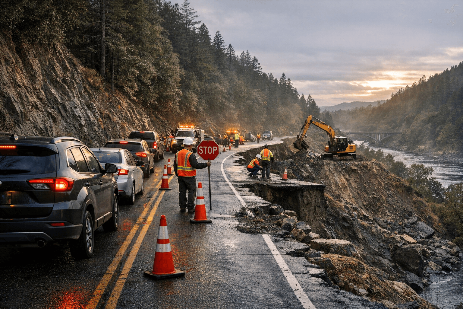 Route 199 Reduced to One Way Traffic, Emergency Work Closed Lane