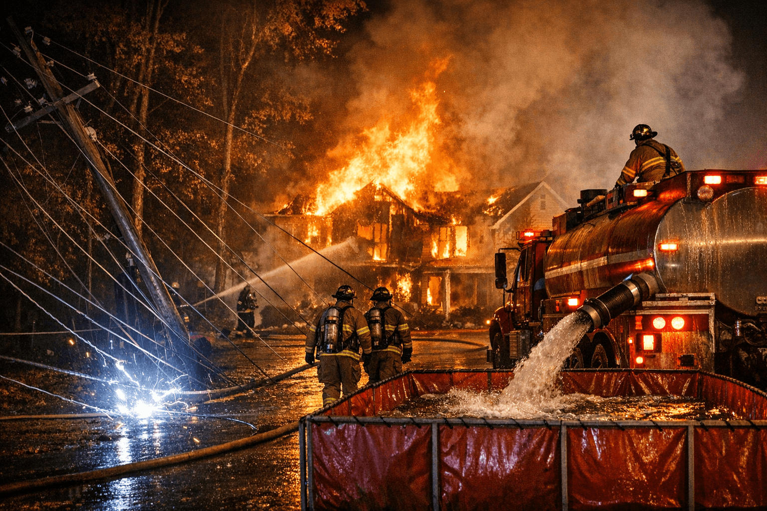 Fallen Power Lines, Water Access Complicate Knightdale House Fire Response