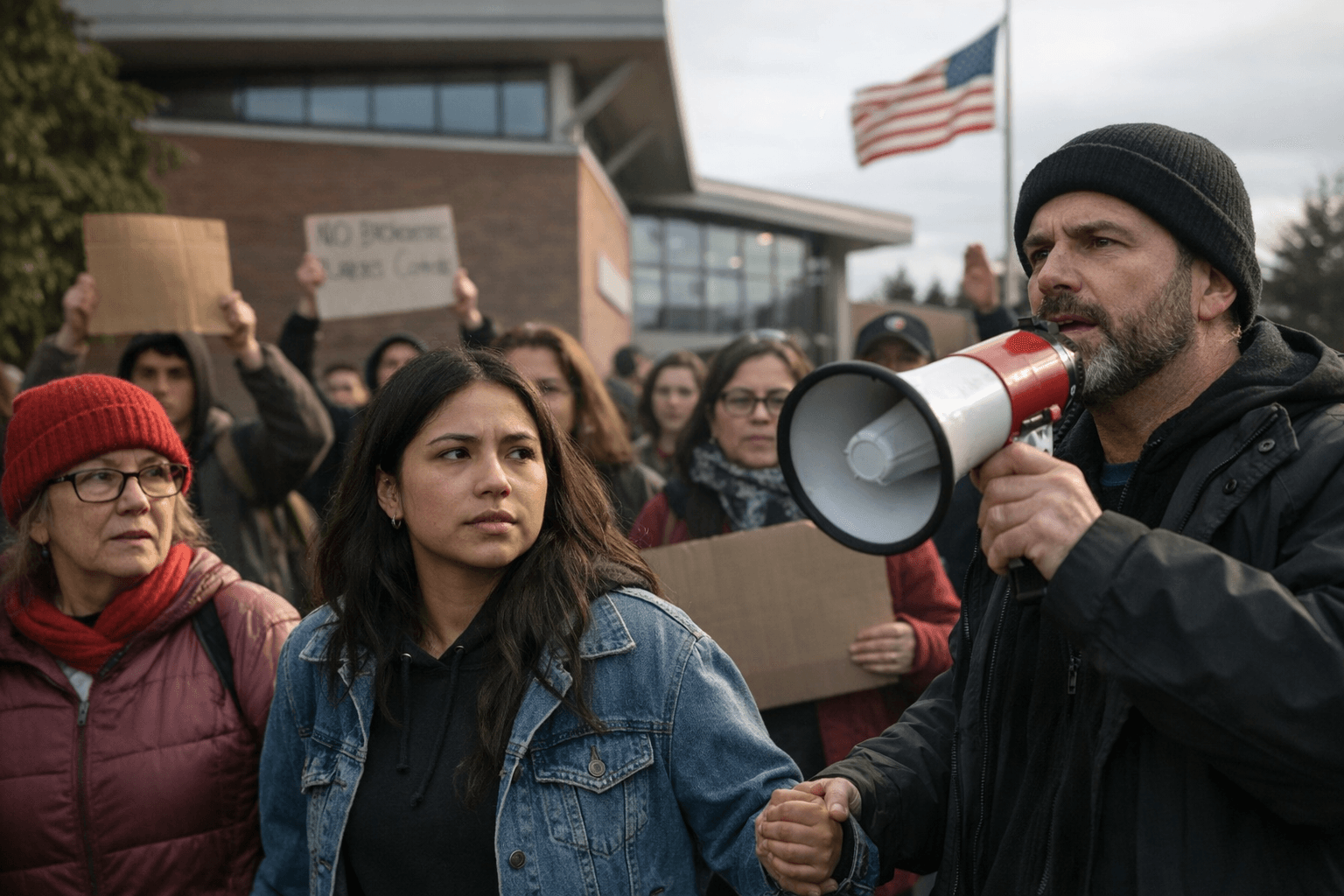 Skagit Valley College Whidbey Students, Educators Stage Oak Harbor Walkout Protesting ICE