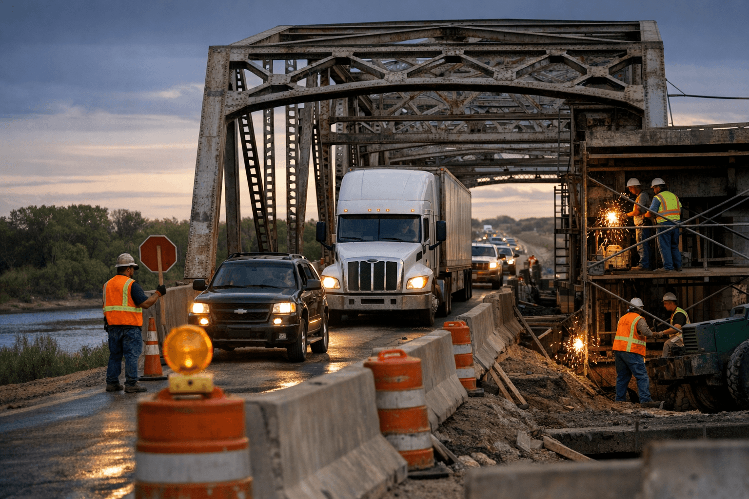 Beaver River bridge repair narrows US-64 to one lane