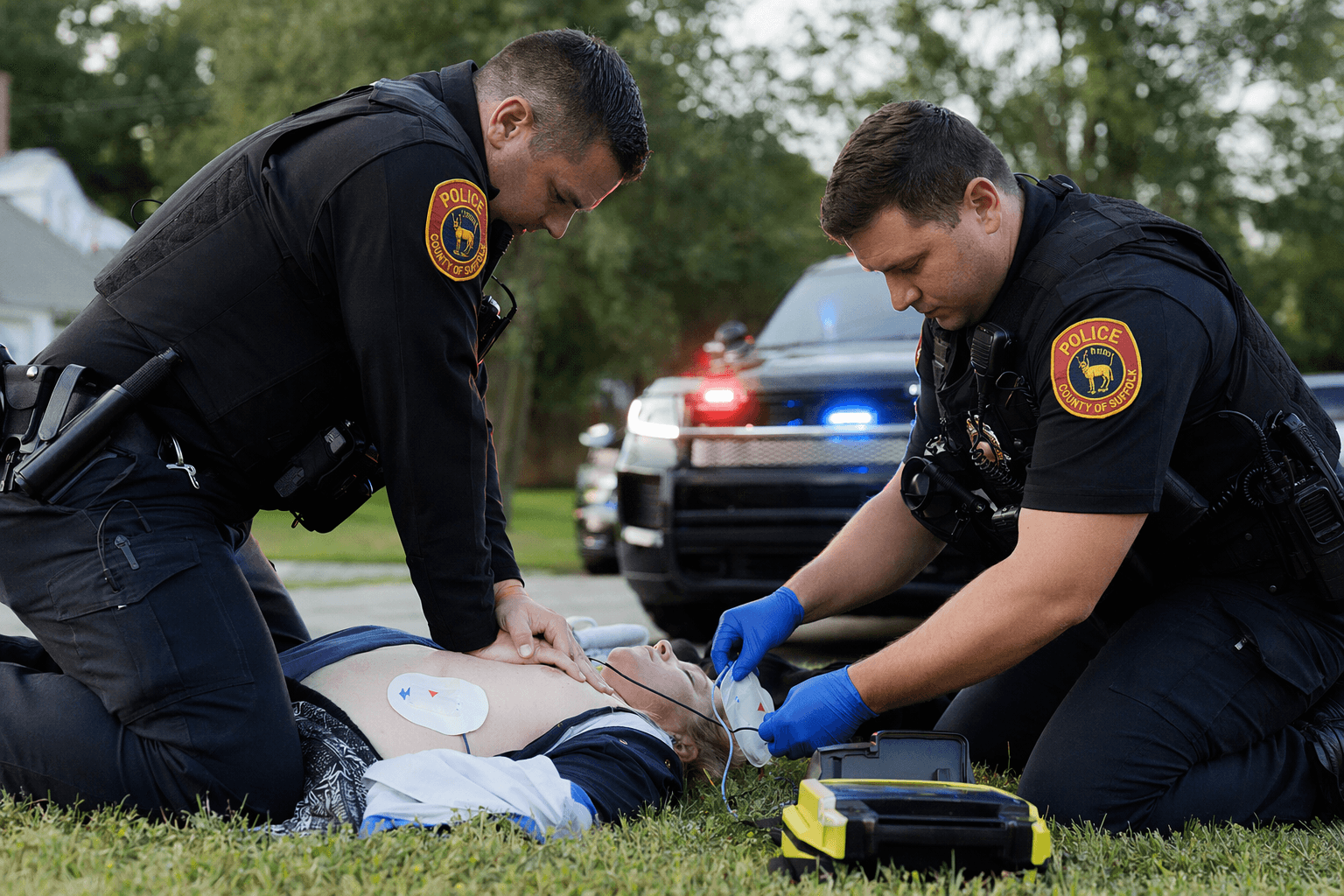 Suffolk officers revive Deer Park woman with CPR and AED in home rescue