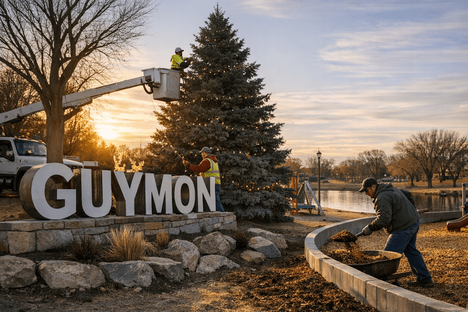 Guymon Parks Install New Sign, Prepare Parks for Holidays