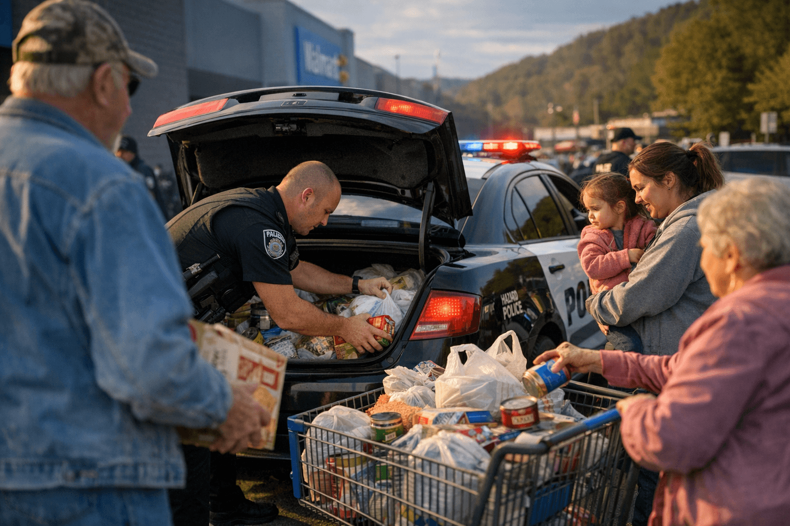 Hazard Police Cram the Cruiser Food Drive Aids Families
