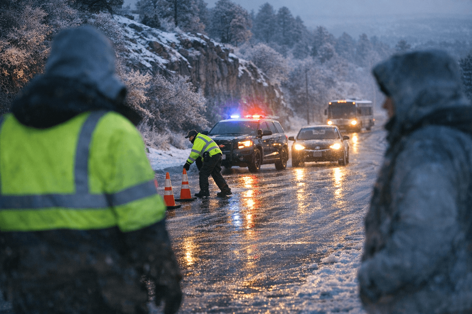 County delays nonessential services until 10 a.m. after icy roads