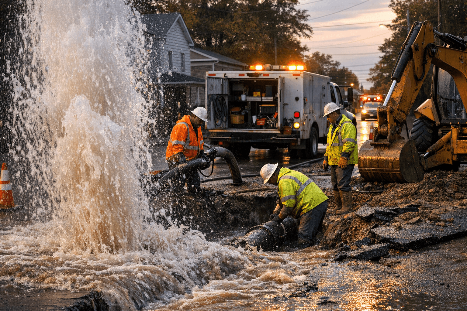 Jasper Crews Restore Service After Carroll Street Water Main Break
