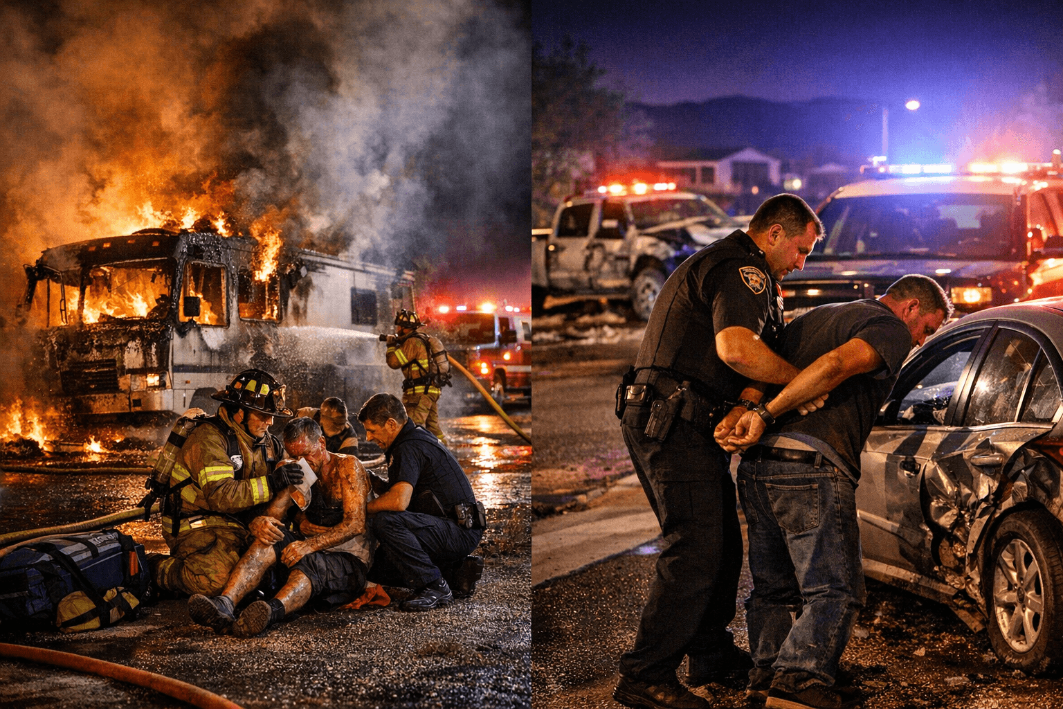 West Side Motorhome Fire Injures One; Barney Street Crash Prompts Arrest