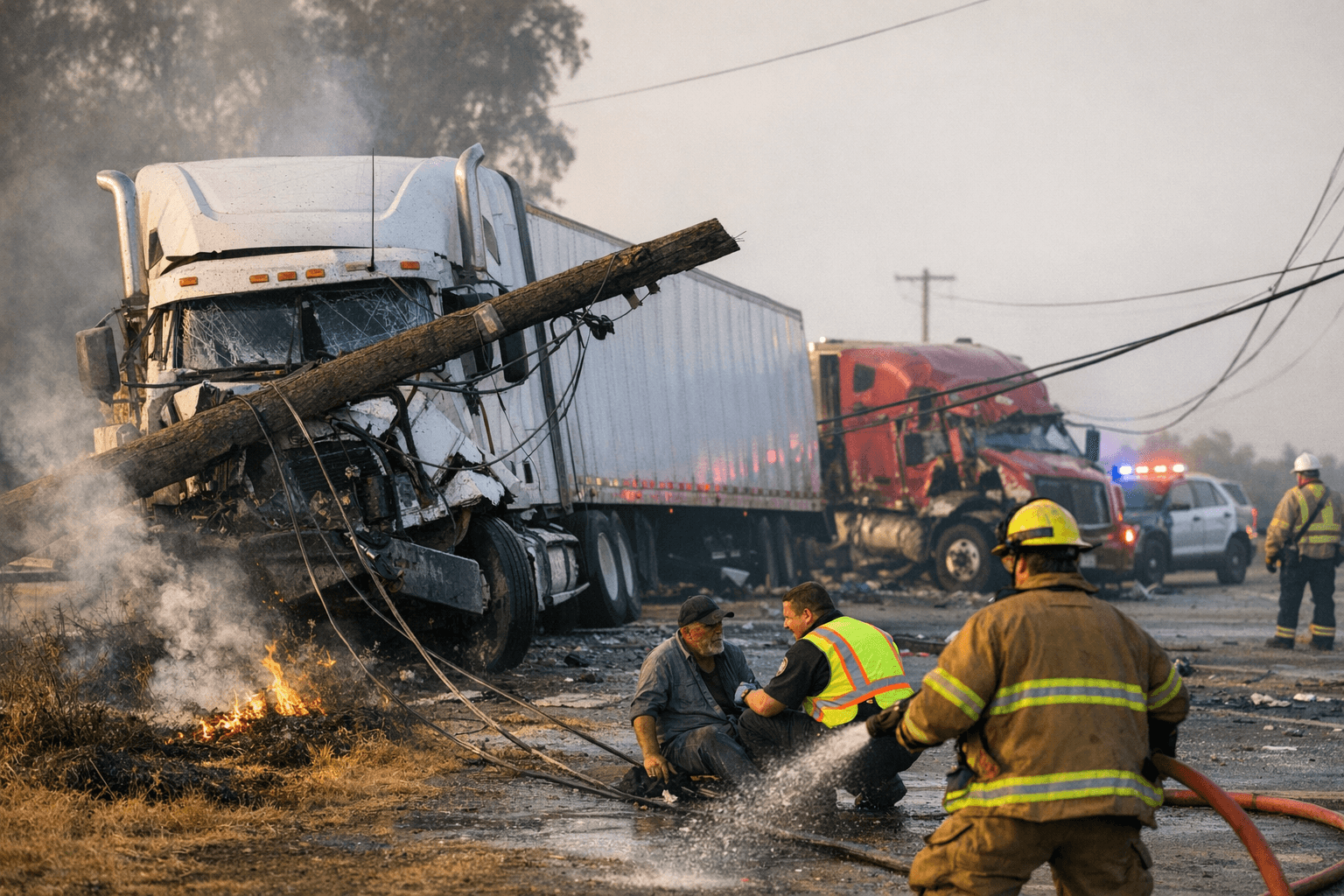 Power Restored After Semi Truck Crash Disrupts Fresno County Traffic