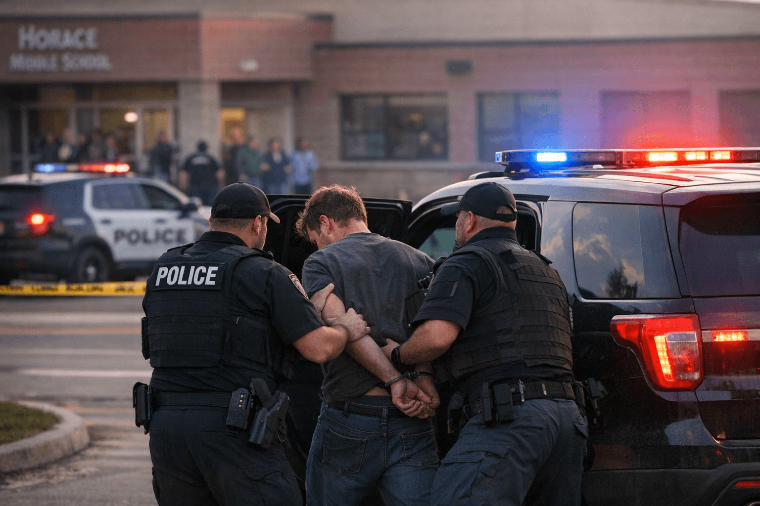 Suspect arrested after Horace Middle School parking lot shooting, lockdown lifted