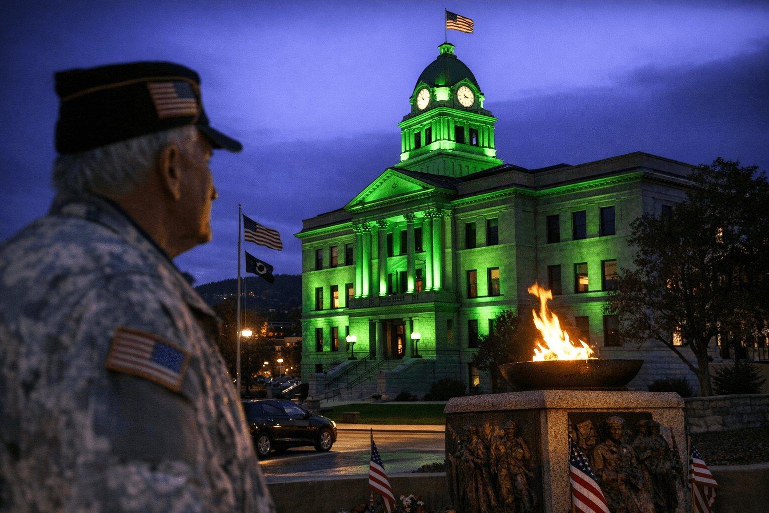 Lewis and Clark County Lights Up Green To Support Veterans