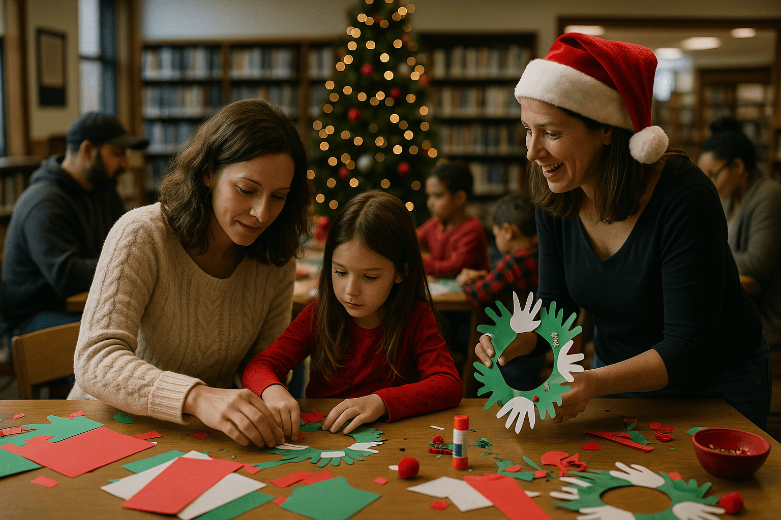 Tell City Library Hosted Holiday Craft Morning, Families Gathered