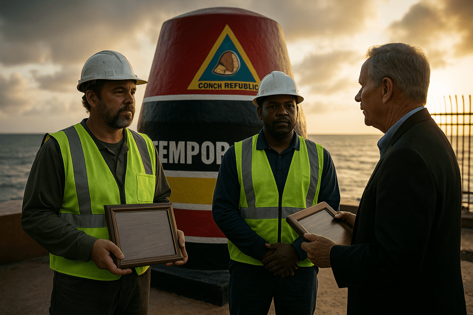 Key West Honors Workers for Temporary Southernmost Buoy Construction