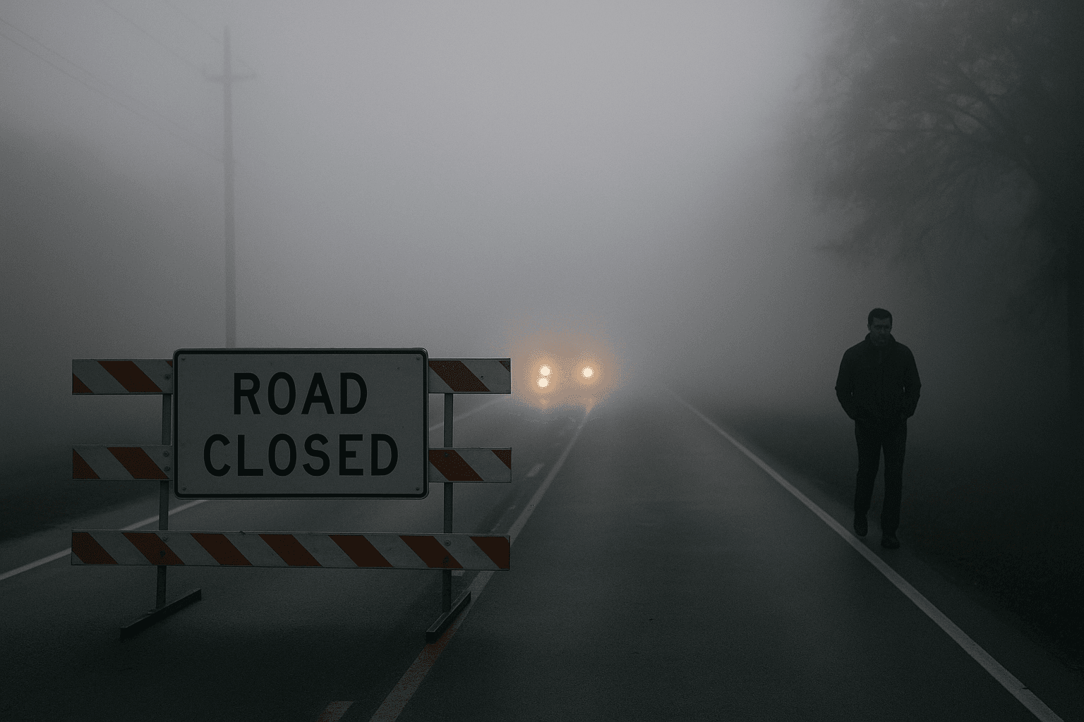 Dense fog advisory closed roads and slowed travel in Fairfax, Allendale County