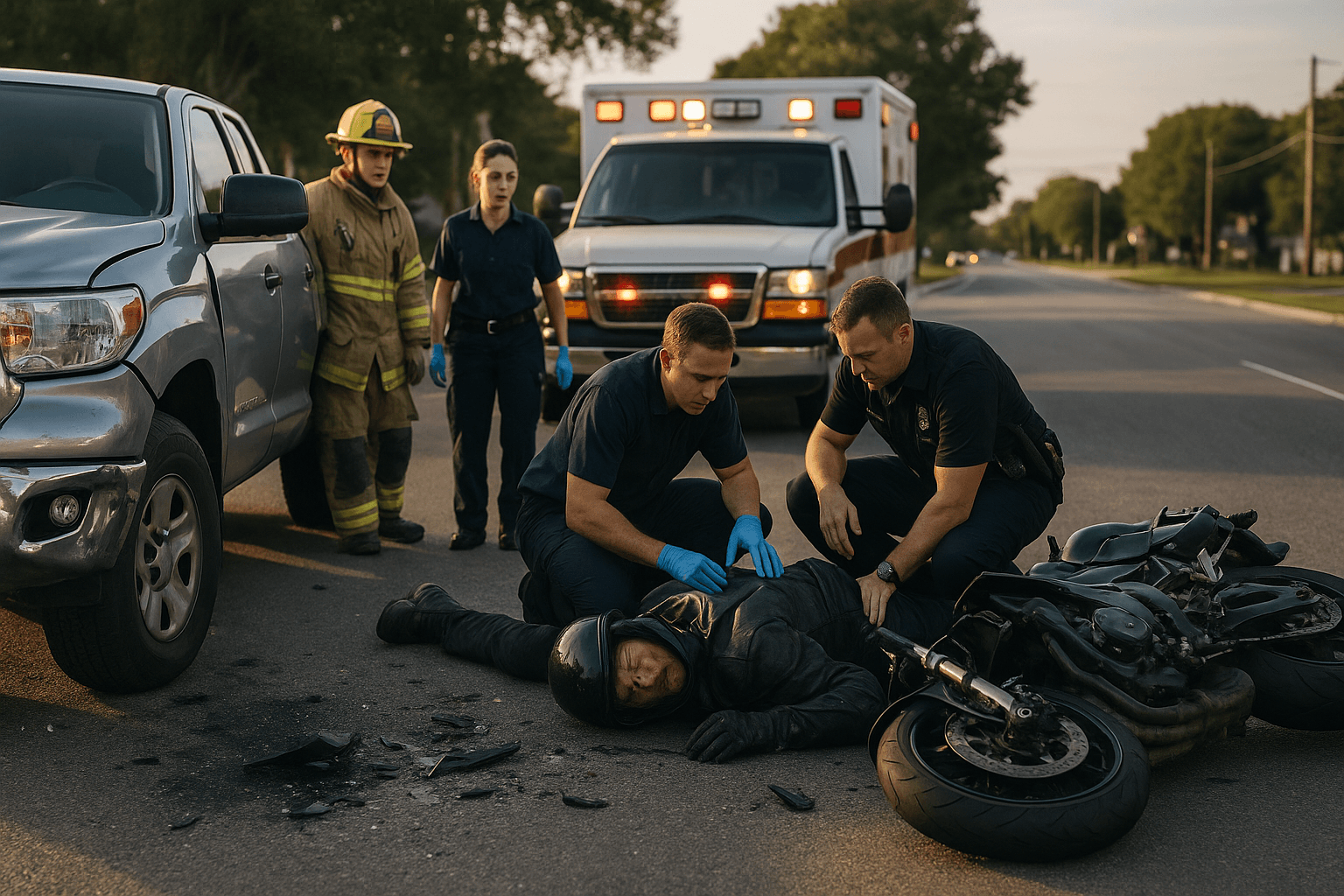 Motorcycle Rider Seriously Injured After Collision With Pickup in Spring Hill