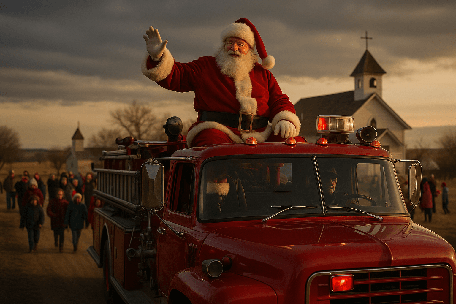 Santa Rides a Firetruck, Community Celebrates Christmas on the Prairie