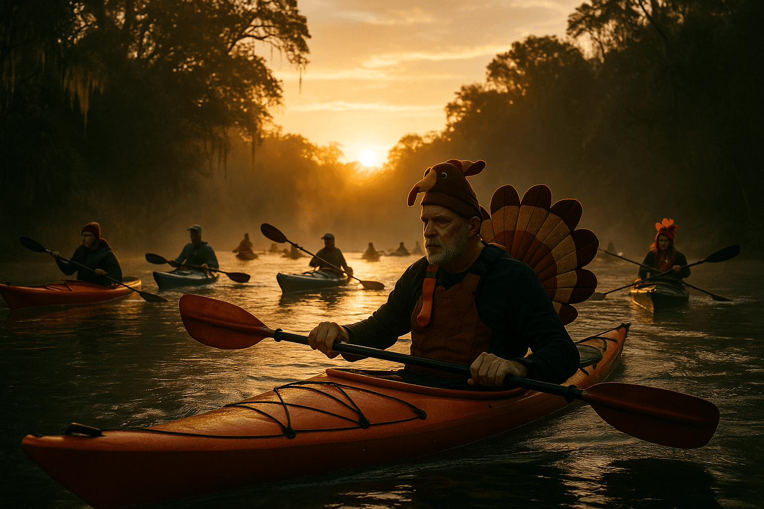 Turkey Paddle at Weeki Wachee Springs Drew Early Morning Paddlers