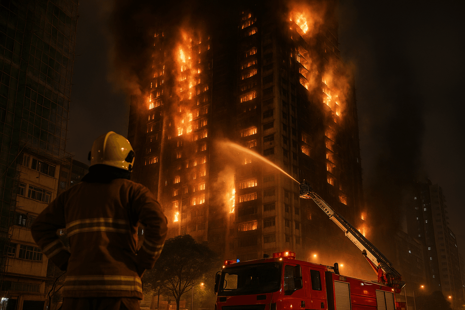 Hong Kong High Rise Blaze Kills 159, Six Arrested Over Alarms