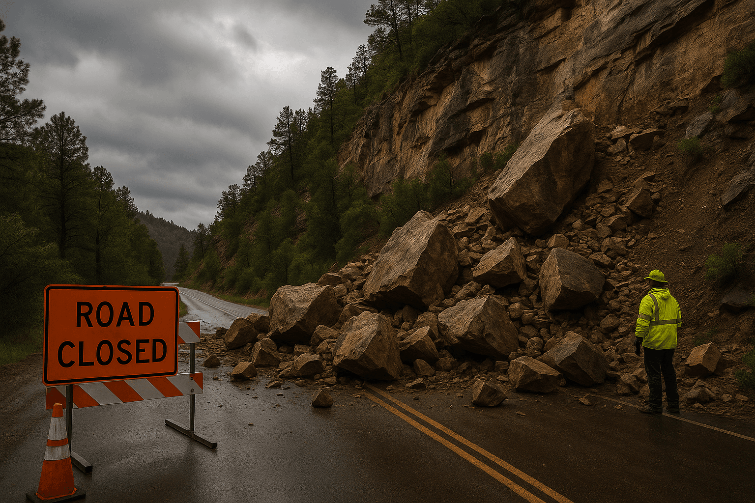 Rockslide Closes Wet Canyon Road, Cuts Route West of Trinidad