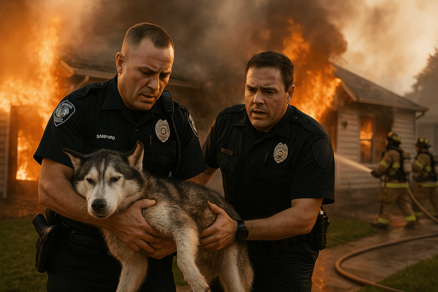 Sanford Officers Rescue Husky From House Fire, Pet Survives
