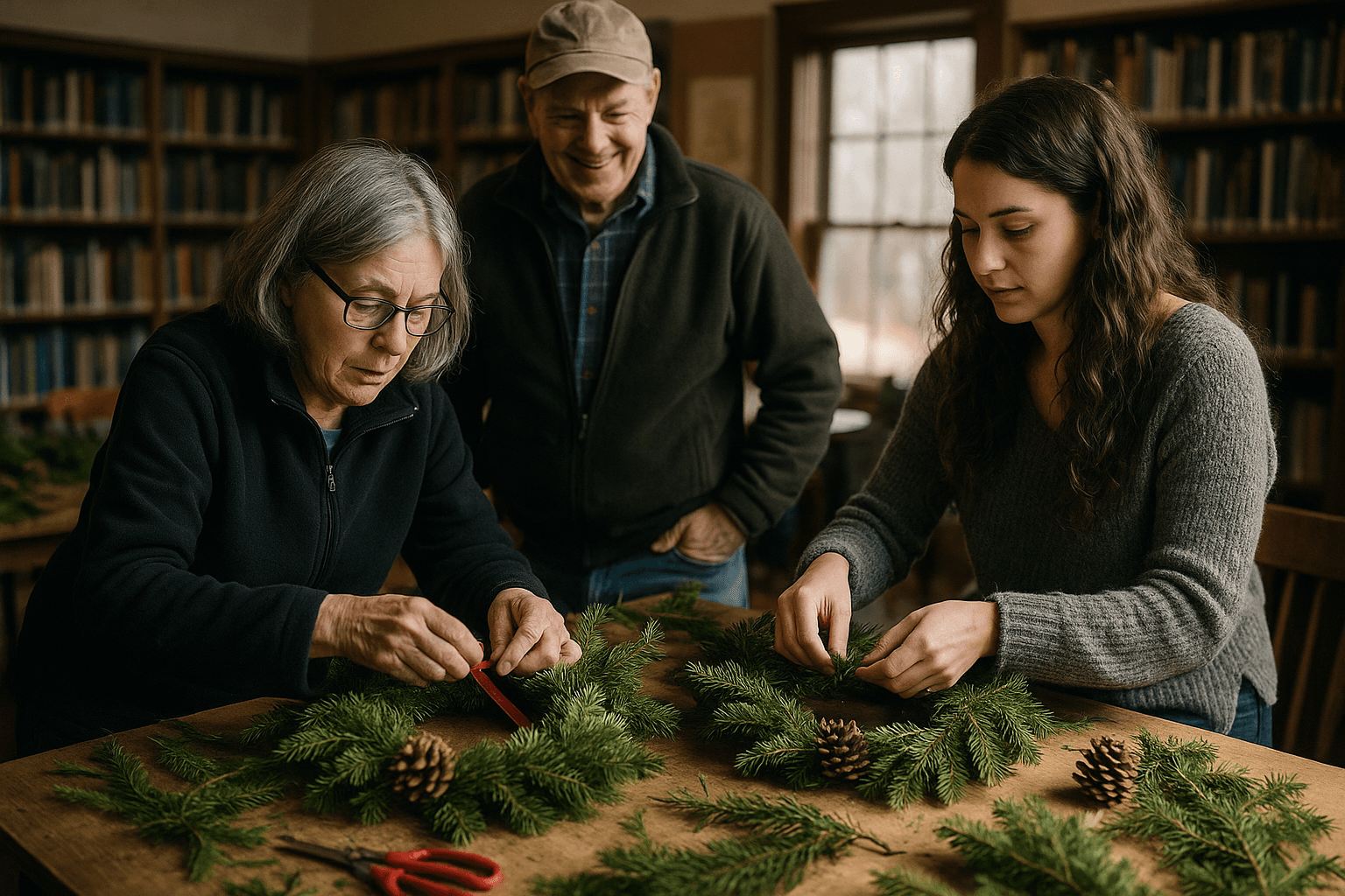 Bowdoinham Library Hosts Holiday Wreath Workshop, Community Fundraiser