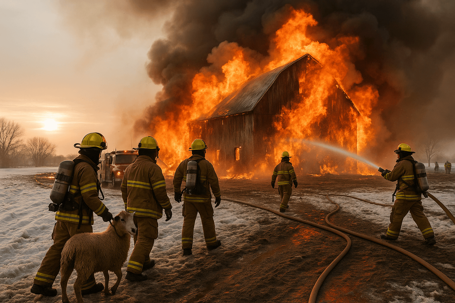 Barn fire near Storm Lake draws multiple departments, rescues animals