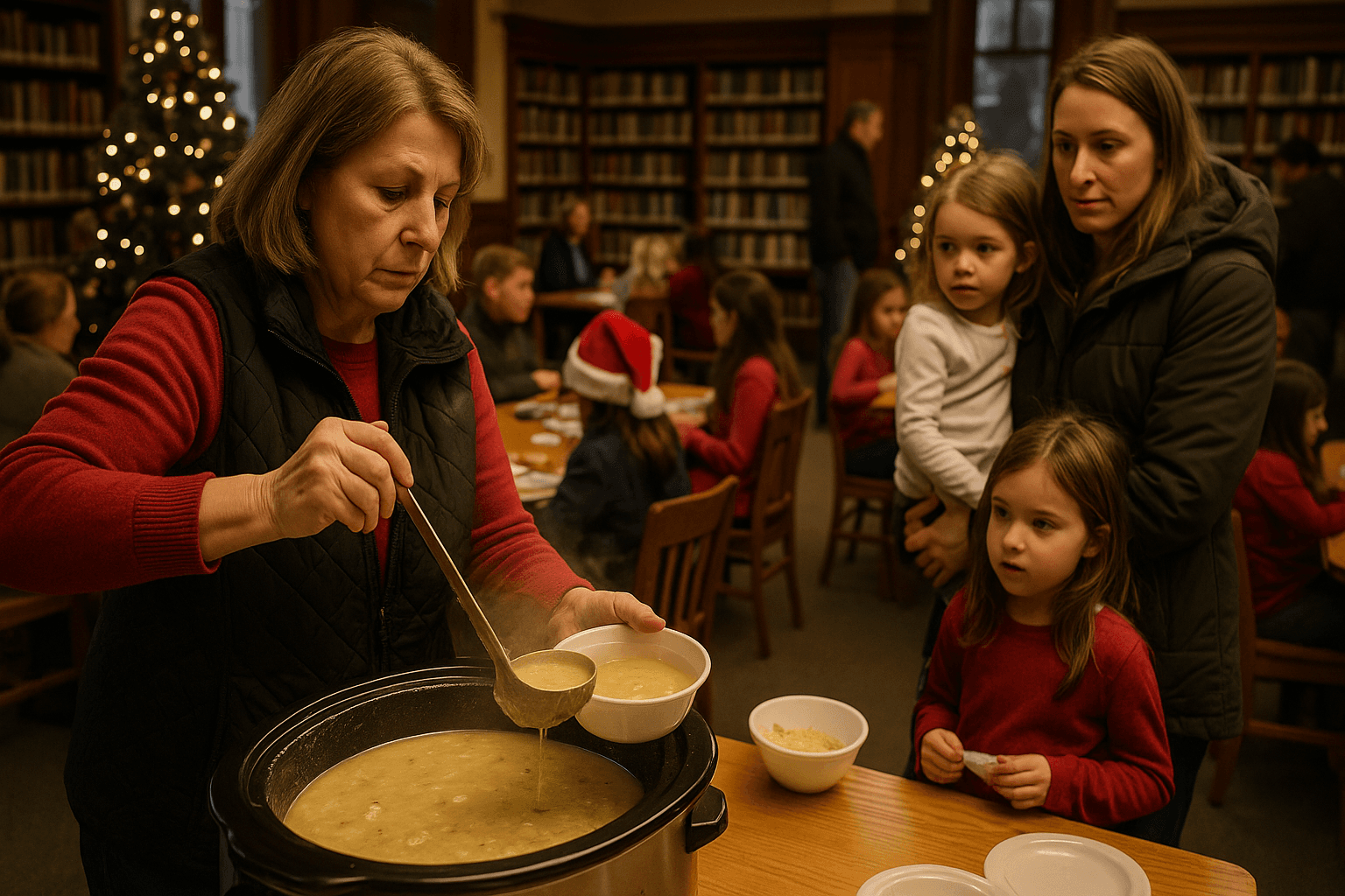 Library Holiday Open House Draws Families, Serves Knoephla Soup