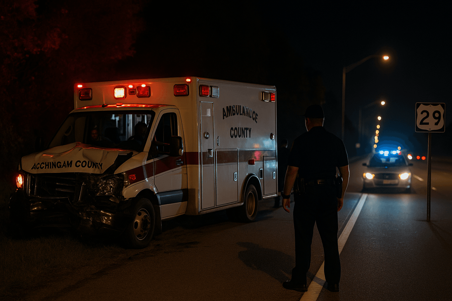 Ambulance Crashes on U.S. 29, No Injuries Reported