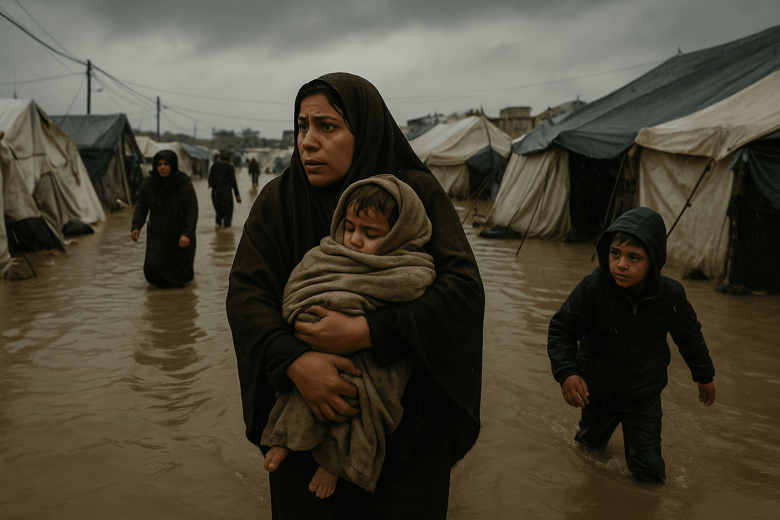 U.N. Warns Hundreds of Thousands of Displaced Gazans Face Flooding