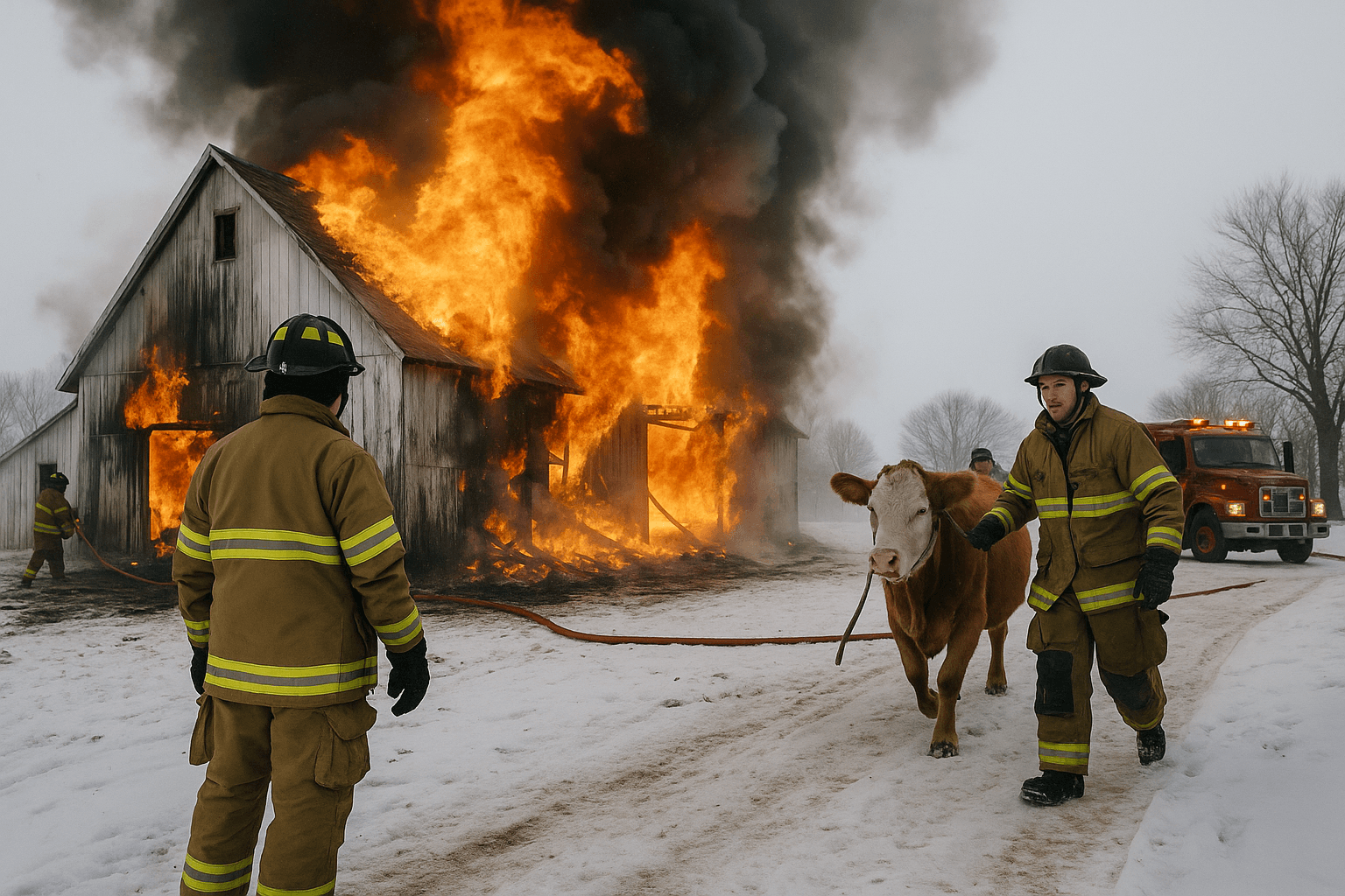 Barn fire south of Storm Lake displaces animals, highlights winter hazards