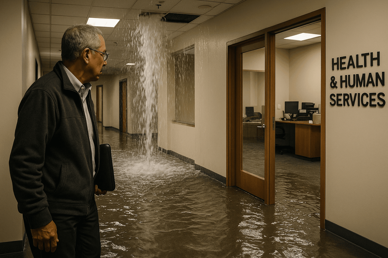 Burst Pipe Floods County HHS Building, Services Shift To Remote
