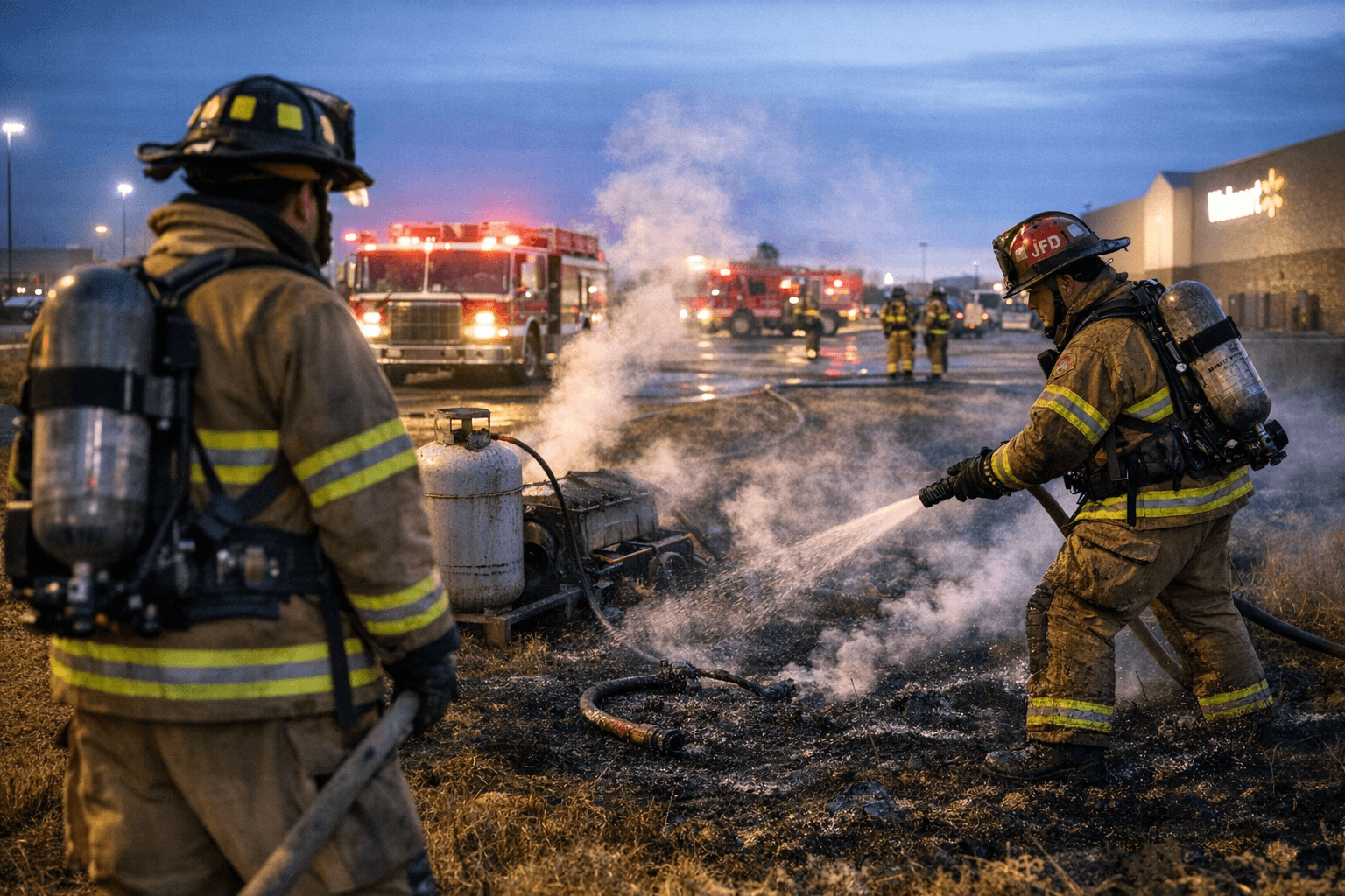 Jamestown Fire Department Quickly Secures Reported Grass Fire Behind Walmart