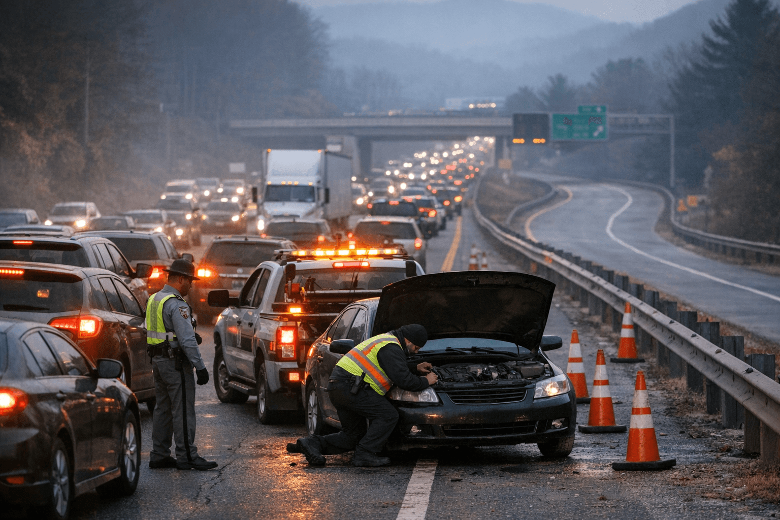 Disabled Vehicle Closes Eastbound Lane on I 240, Delays Commute