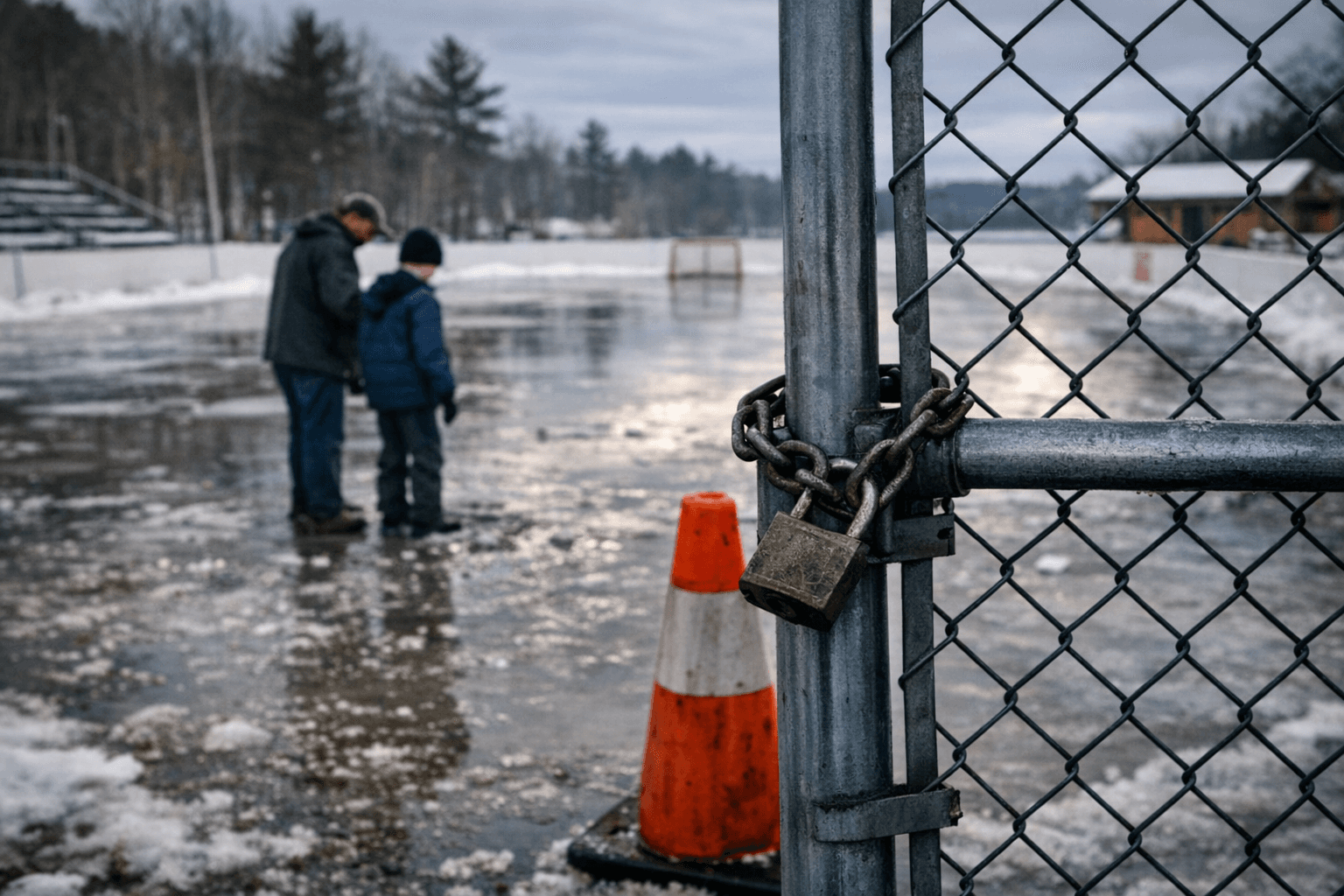 Sunapee outdoor rink closed, gates will signal when safe