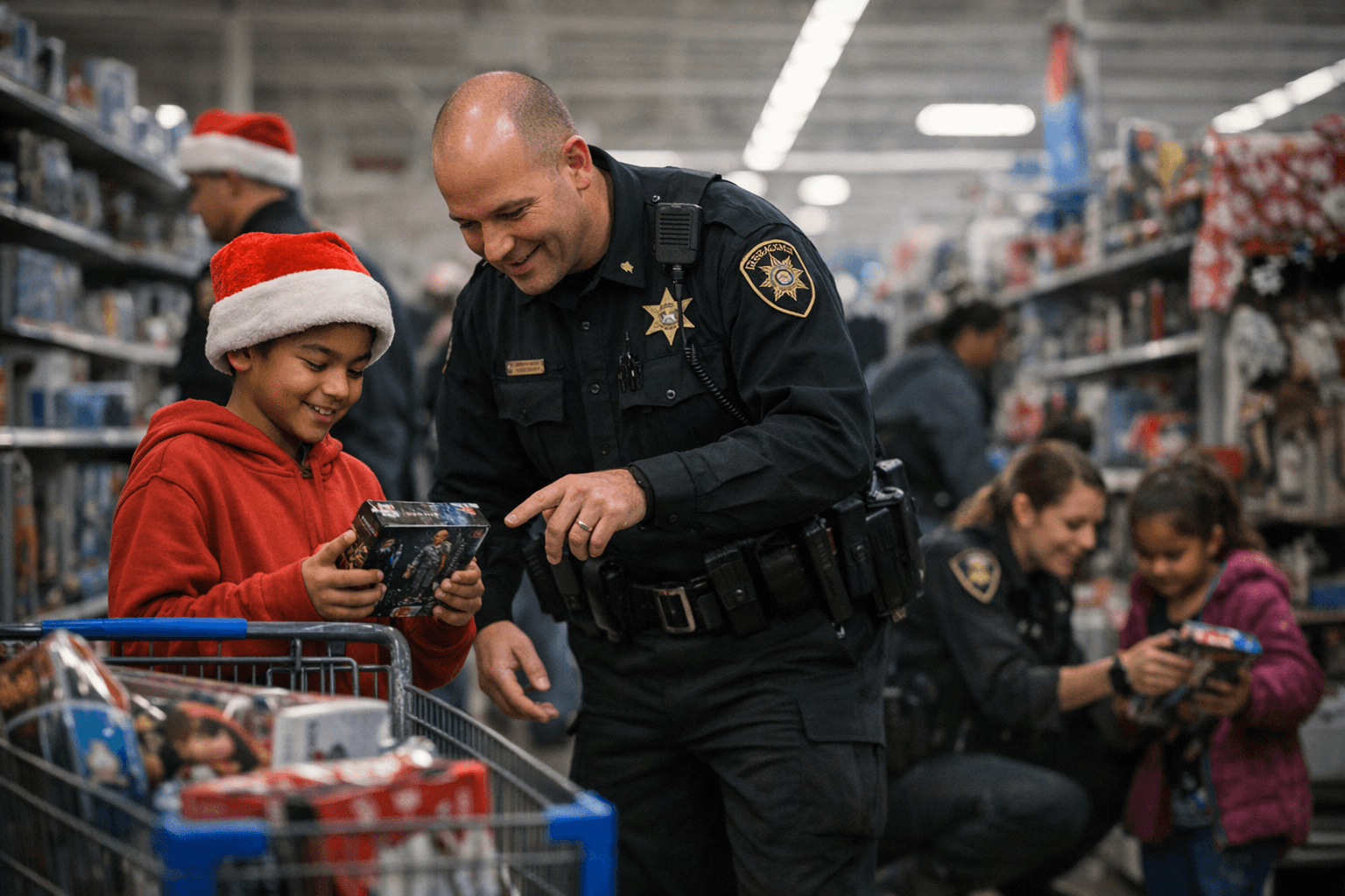 Middle School Students Shop with Officers, Families Receive Holiday Gifts