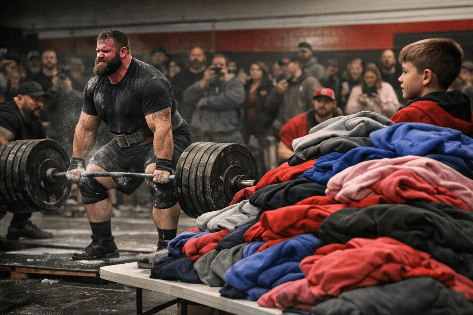 San Juan County Strongman Event Raises Over 750 Hoodies for Kids