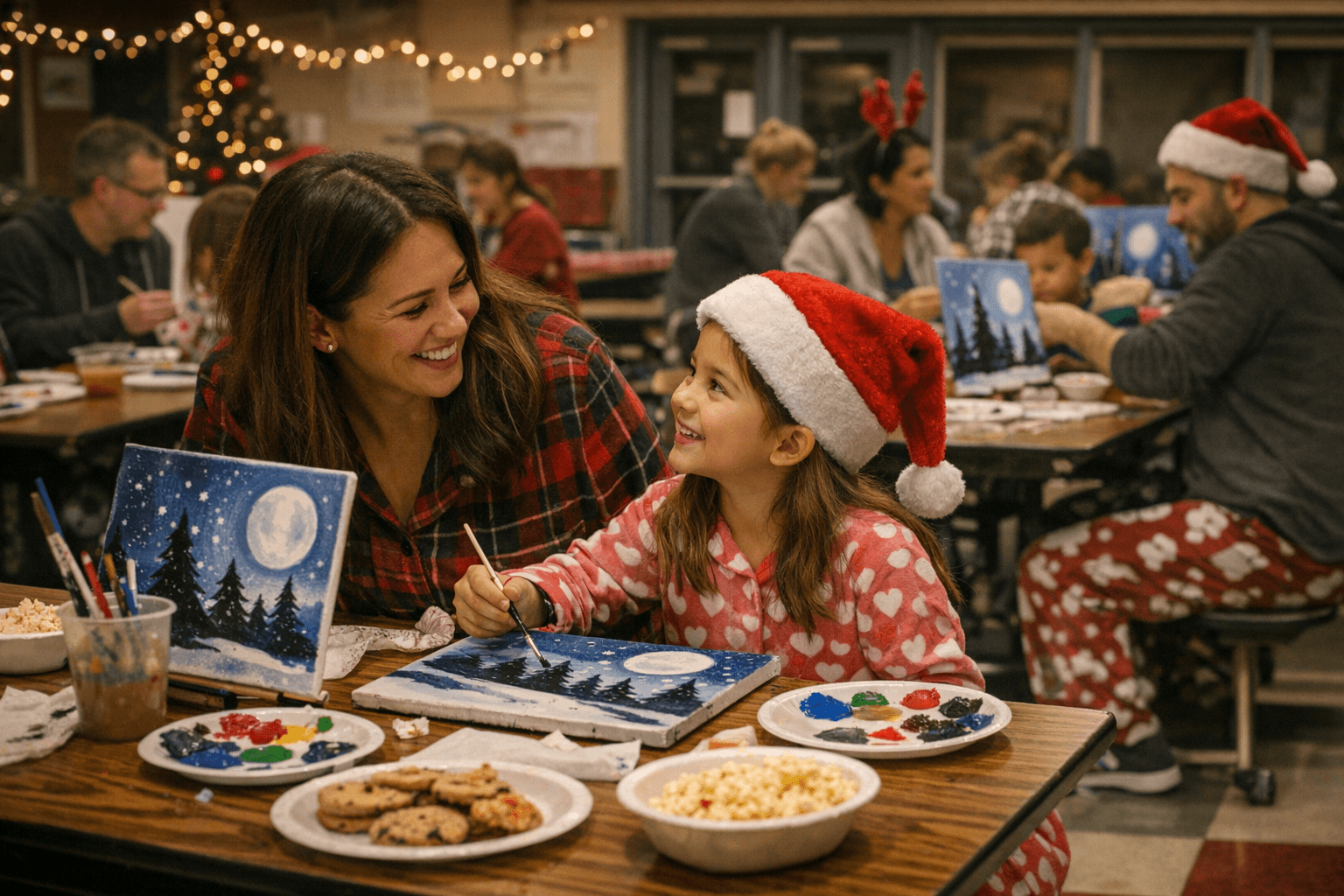AFES Painting and Pajamas Party Brings Families Together Before Holidays