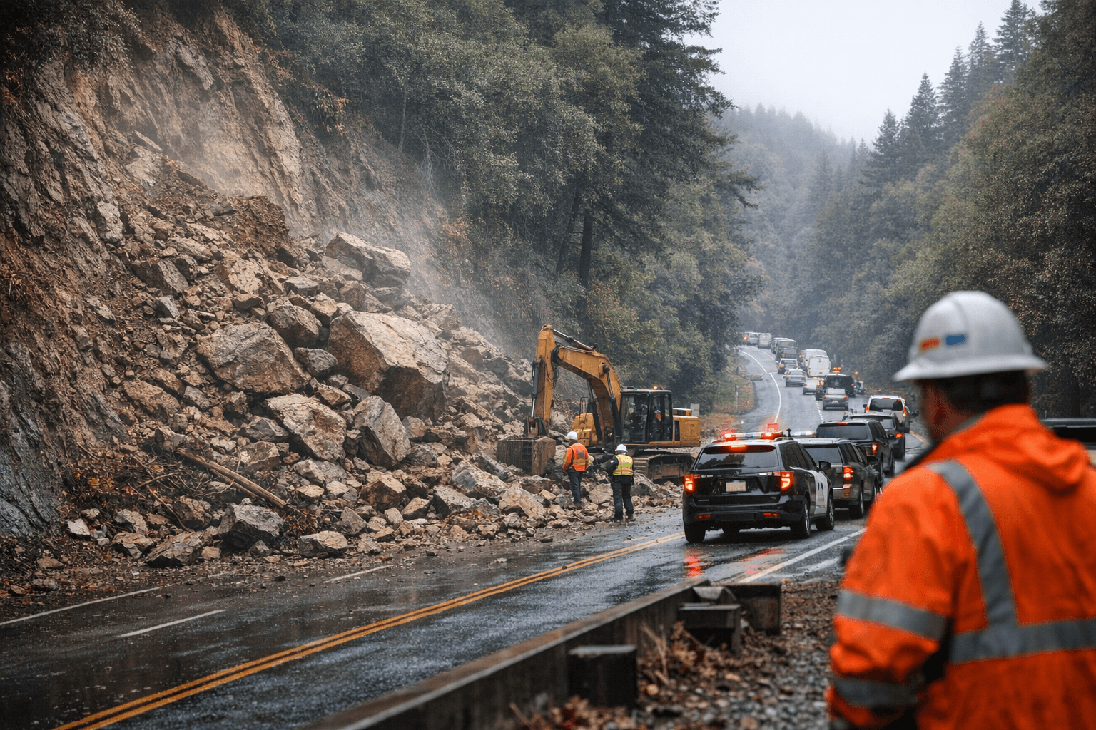 Rockslide Closes Highway 101 Near Peg House, Brief Delays