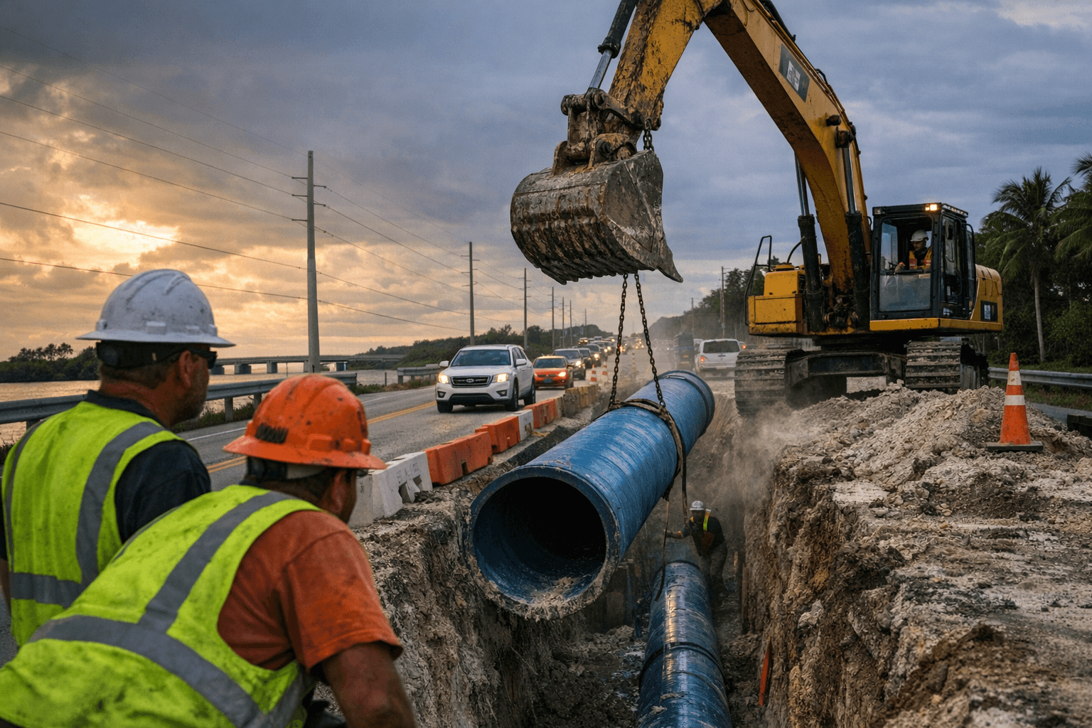 Major Water Main Replacement Near Plantation Key Begins Rolling Construction