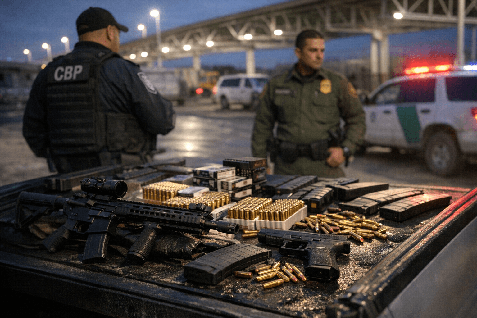 Weapons and Ammunition Seized During Outbound Inspection at Del Rio Bridge