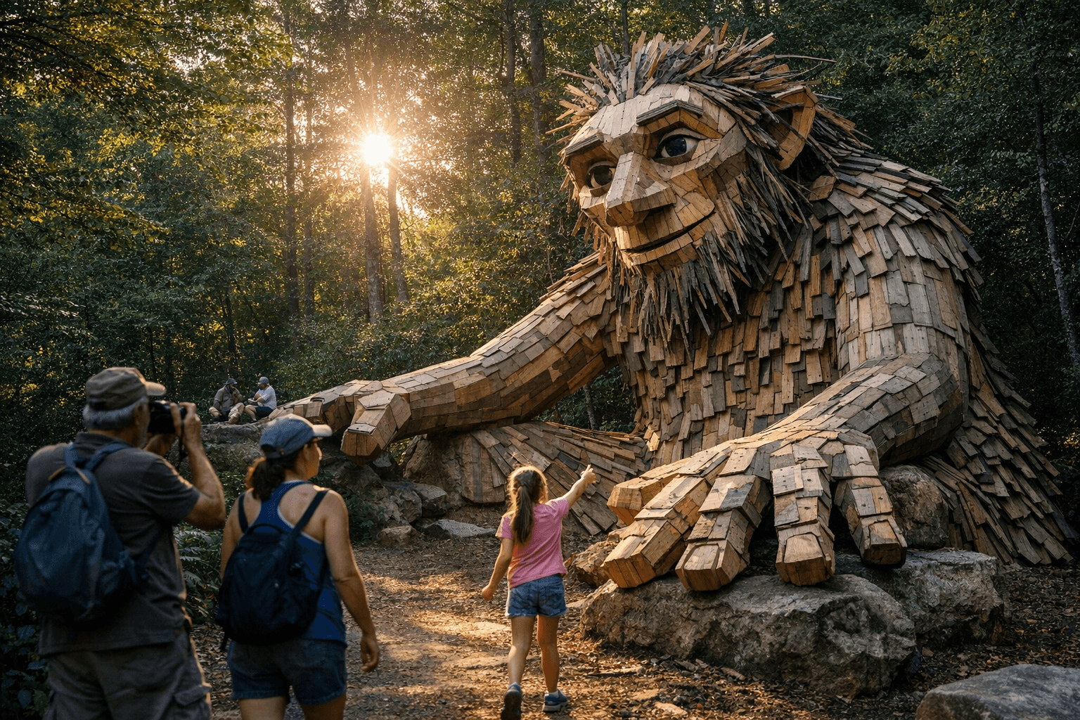 Wooden Troll Sculptures Bring Visitors to North Carolina Arboretum