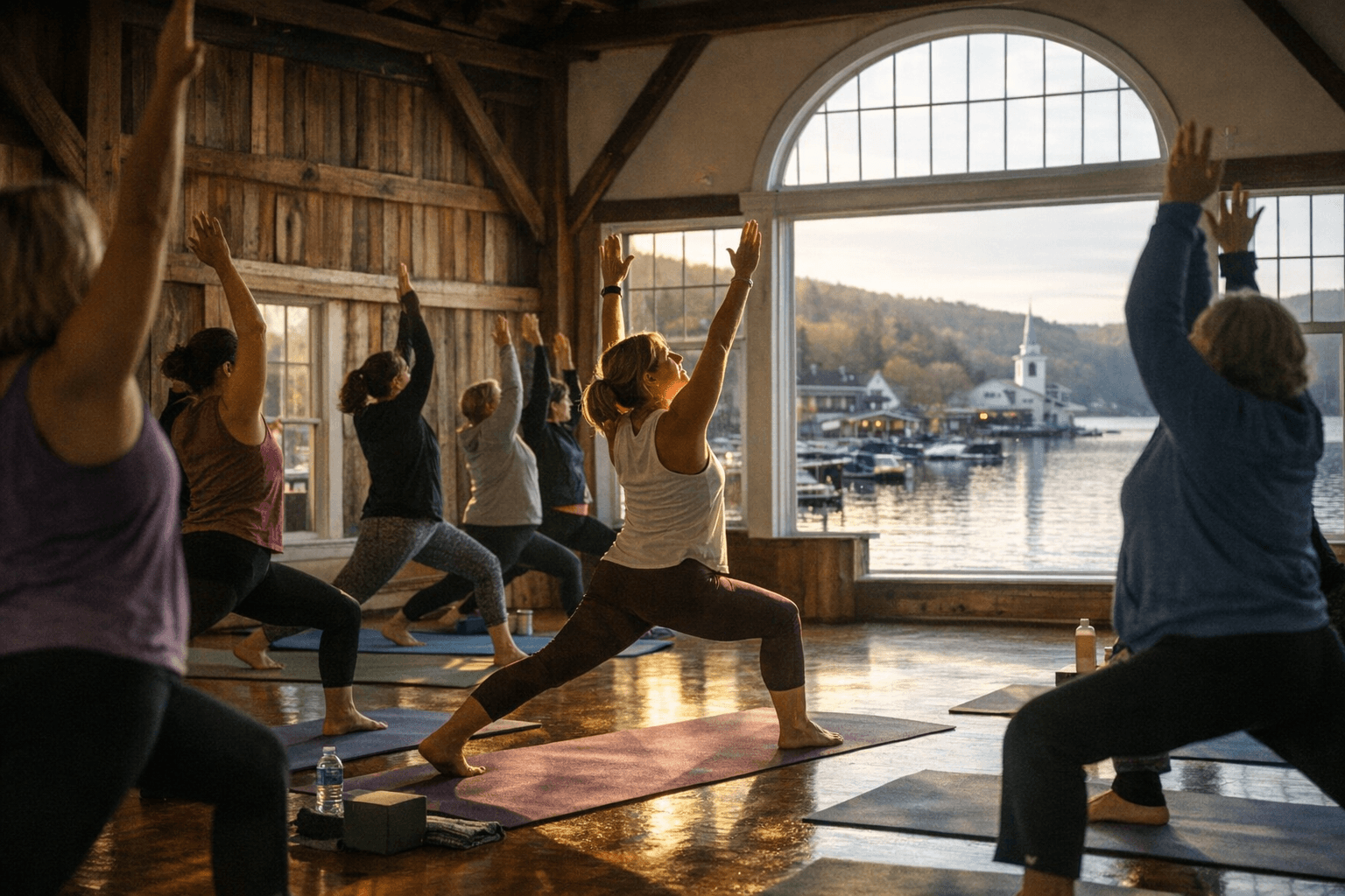 Morning Flow Yoga Draws Residents to Sunapee Harbor Main Street