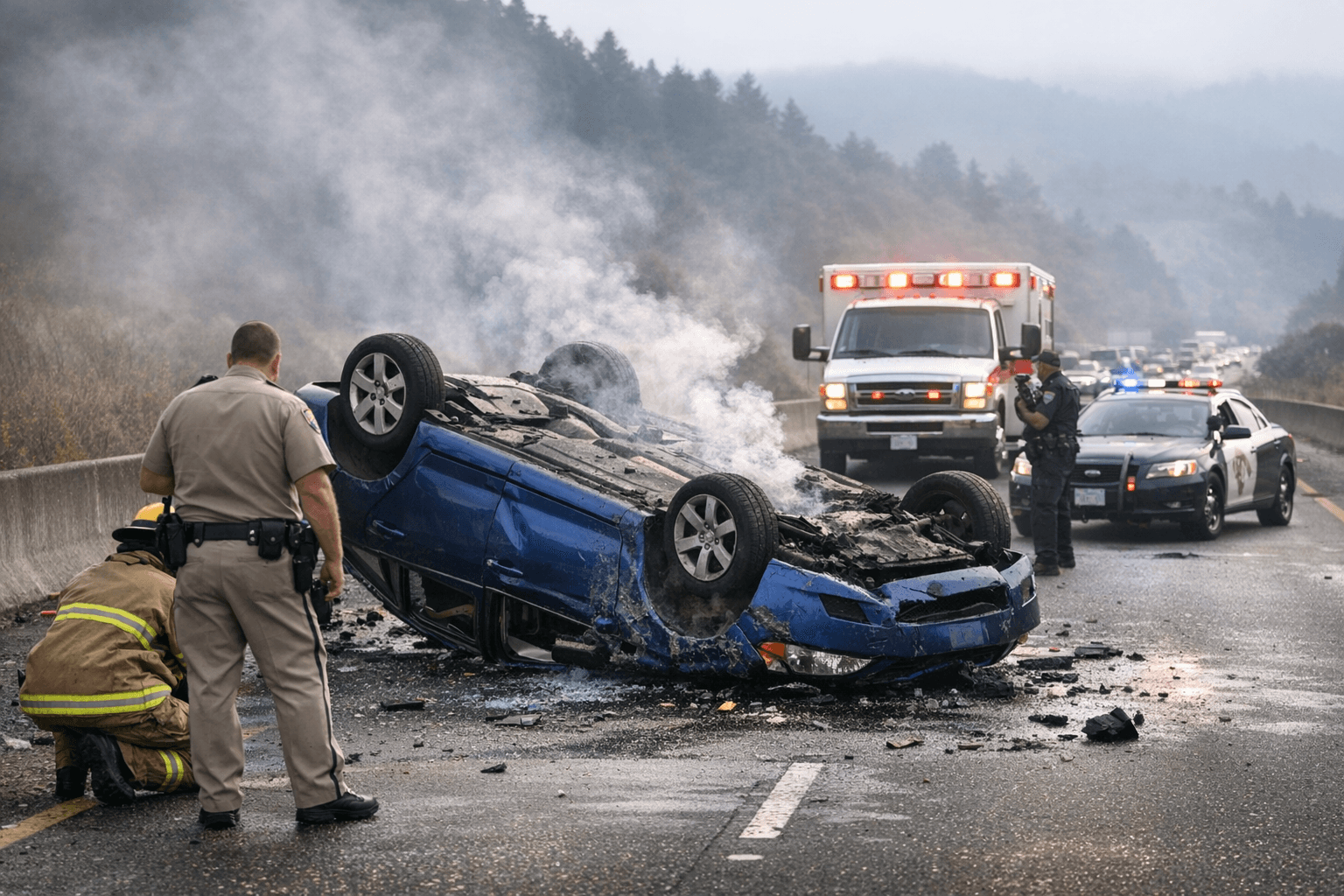 Single Vehicle Rollover on Highway 101 Near Loleta Disrupts Traffic