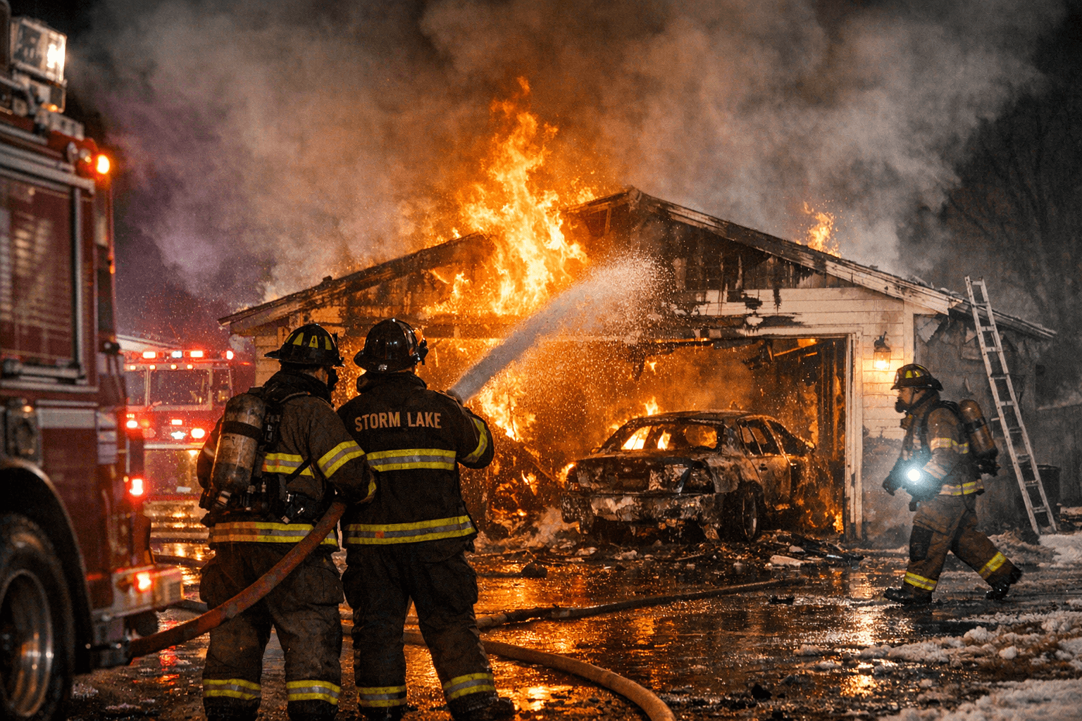 Electrical Fault Sparks Garage Fire in Storm Lake, No Injuries