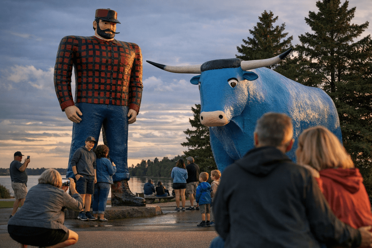 Paul Bunyan and Babe Draw Visitors, Anchor Bemidji Community Life