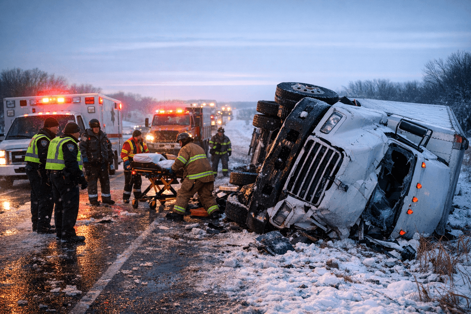 Semi Rolls on Interstate 94 Near Dalton, Driver Hospitalized